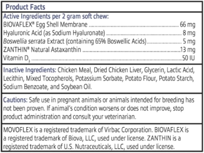 MOVOFLEX Joint Support Supplement for Dogs - Hip and Joint Support - Dog Joint Supplement - Hip and Joint Supplement Dogs - 60 Soft Chews for Small Dogs (By Virbac) (Pack of 2)