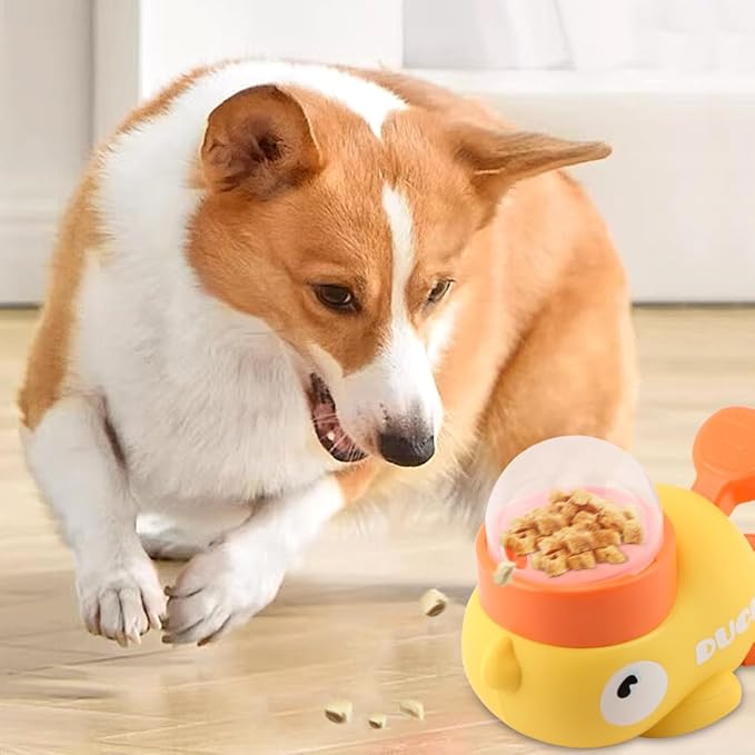 Interactive Treat Dispenser Toy for Dogs & Cats Duck-Shaped - Slow Feeder Food Puzzle with Adjustable Dispenser, IQ Training & Exercise Toy for Small/Medium Pets