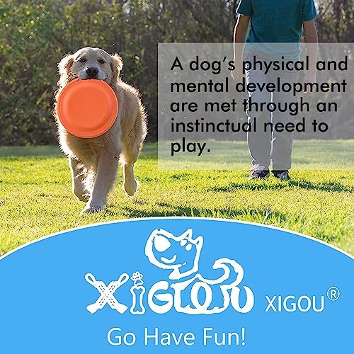 XIGOU Dog Flying Disc - Durable Rubber Flying Disc Dog Toy - 9.25" Indestructible Rubber Dog Flying Discs Flyer Dog Toys - Puncture Resistant & Bite Resistant Extremely - for Medium Large Dogs