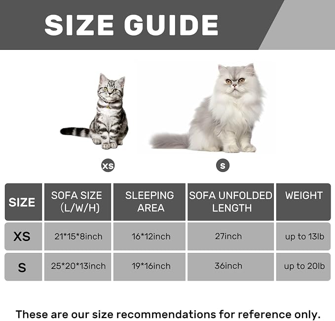 Hollypet Cat Bed Small Dog Orthopedic Couch Beds for Pets up to 20 lbs | Fluffy Multifunctional Double-Layer Warming Kitten Pet Couch Orthopedic Beds with Machine Washable Cover and Non-Slip Bottom