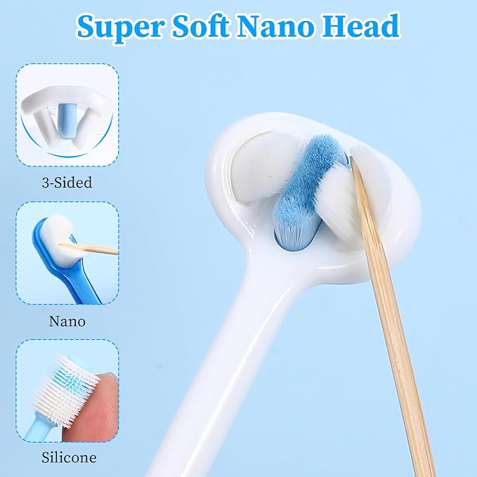 Tucnoeu 3 Pcs Small Dog Toothbrush Kit: Silicone 360 Pet Tooth Brushes for Dogs Cat, 3-Sided Dog Toothbrush Set of 3 Different Shapes PP+Nylon