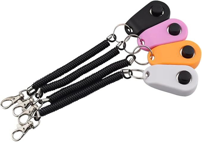 URBEST Pet Training Clicker with Wrist Strap, 4 Pcs, Webbing