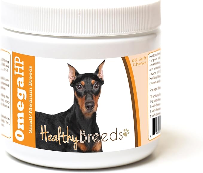 Healthy Breeds German Pinscher Omega HP Fatty Acid Skin and Coat Support Soft Chews 60 Count