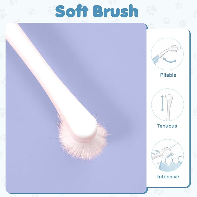 2 Pcs Toothbrush for Small Dogs, Cat Tooth Brush Soft Bristles Kitten Toothbrush Deep Dental Teeth Cleaning for Puppy, Kitten, Cats