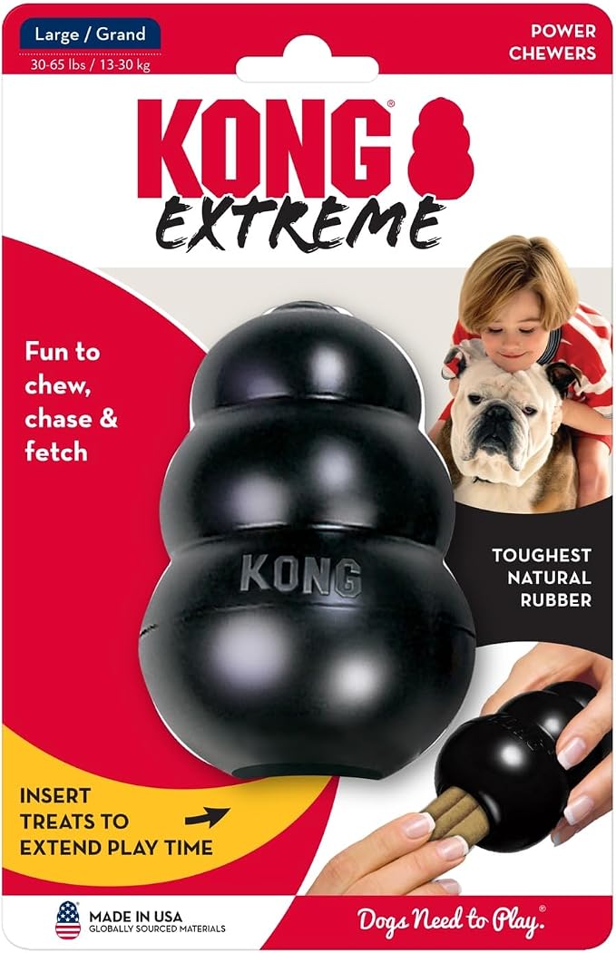 KONG Extreme Dog Toy - Fetch & Chew Toy - Treat-Filling Capabilities & Erratic Bounce for Extended Play Time Most Durable Natural Rubber Material - for Power Chewers - for Large Dogs (Pack of 3)