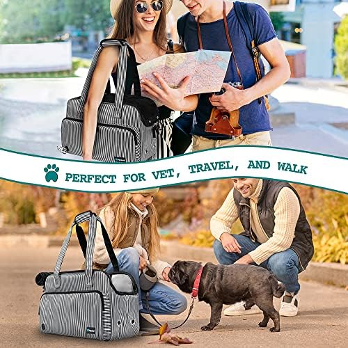 PetAmi Small Dog Purse Carrier, Airline Approved, Soft-Sided Tote, Stripe
