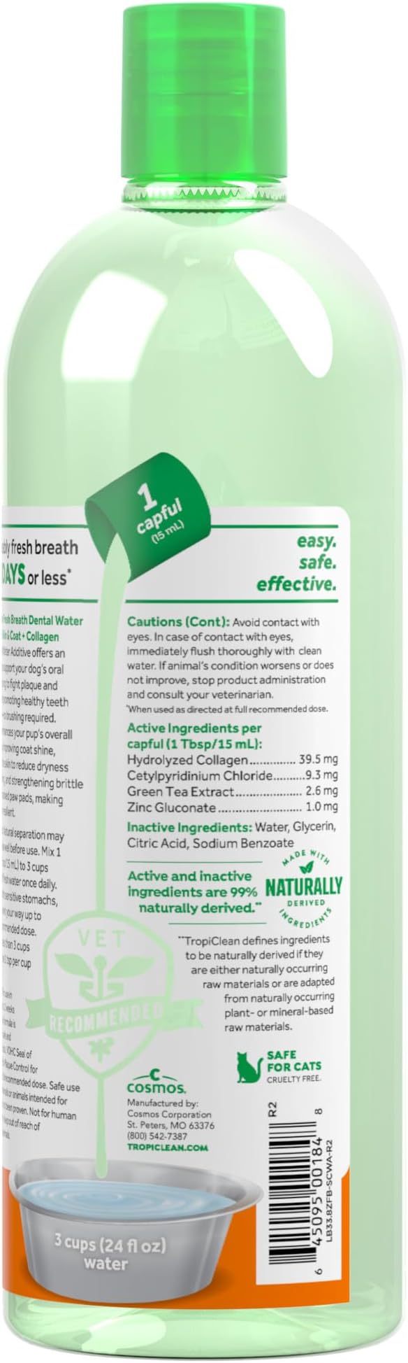 TropiClean Fresh Breath Water Additive for Skin Health Support, 33.8oz | Supports Skin Health | Freshens Breath & Cleans Teeth | No Toothpaste or Toothbrush Required