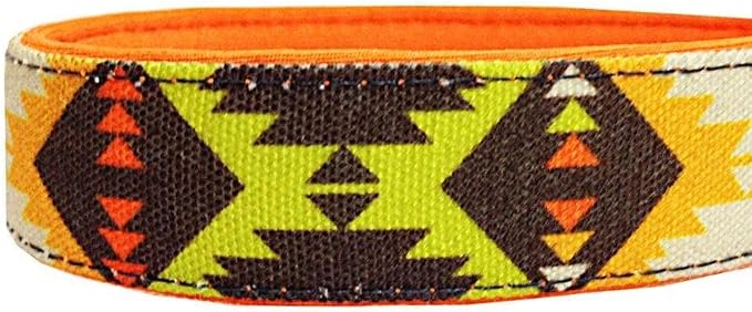 Blueberry Pet 2 Colors Southwestern Vintage Tribal Print Dog Leash with Soft & Comfortable Handle, 5 ft x 5/8", Extravagant Orange, Small, Leashes for Dogs