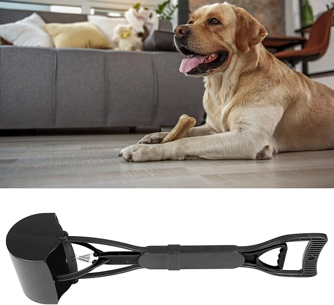 Zerone Pooper Scooper for Large Small Dogs and Cats Extended Handle Pet Poop Pickupper Large Capacity, Easy to Use for Dogs, Cats, Puppies with Poop Bags, Grass and Gravel (All Black)