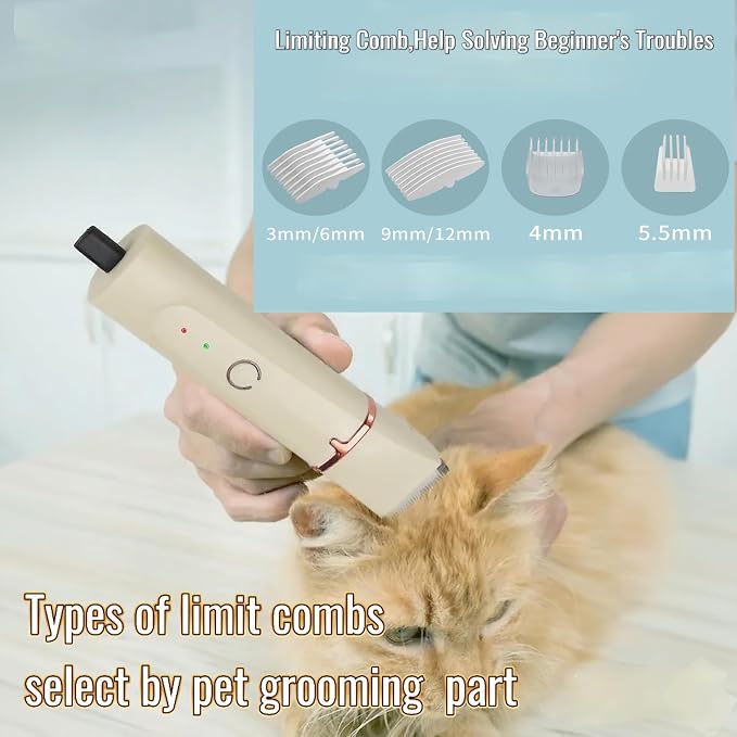 Low Noise 4-in-1 Dog Grooming Clippers Kit - Beige