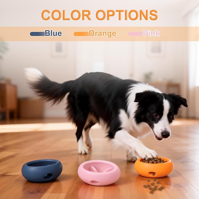 Dog Enrichment Toys, Durable Silicone, Interactive Engagement Slow Feeder Dog Bowls, Orange