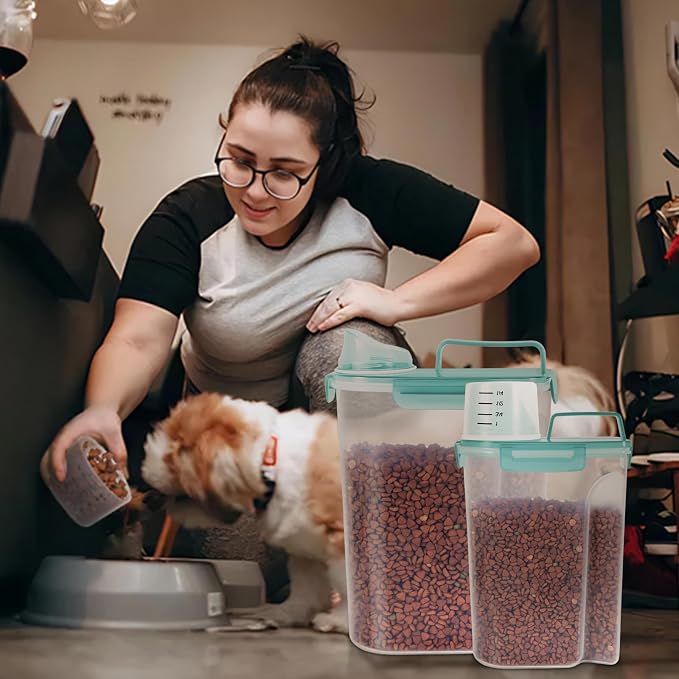 LEAWALK 2Pack Cat Dog Food Storage Container with Upgraded Large Nozzle BPA-free, 2-Pack, Large, Clear
