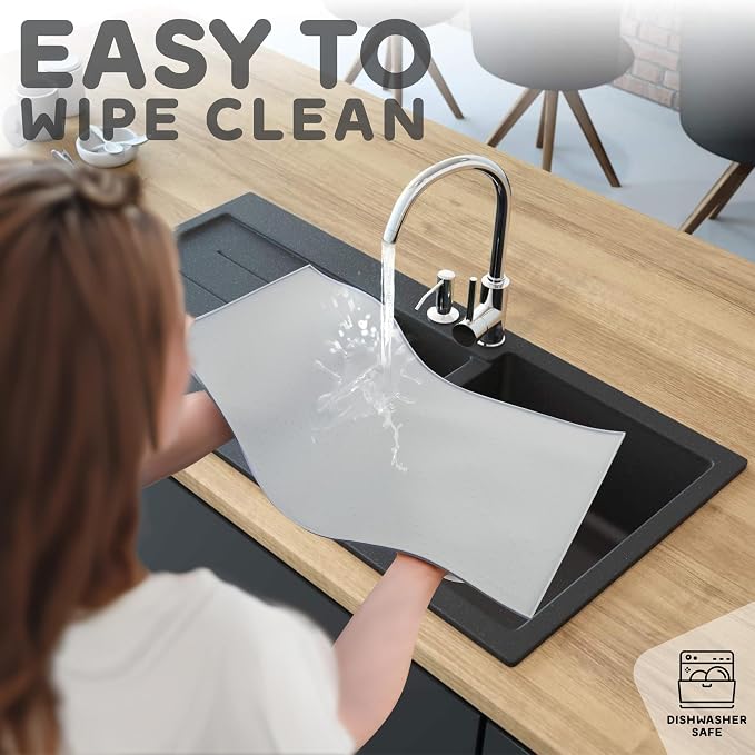 Dog Food Mat - Raised Edges Dogs Mat for Food and Water Prevent Spill, Waterproof Cat Food Mats Protect Floors, Easy Clean Dog Bowl Mats for Food and Water, Silicone Pet Feeding Placemats