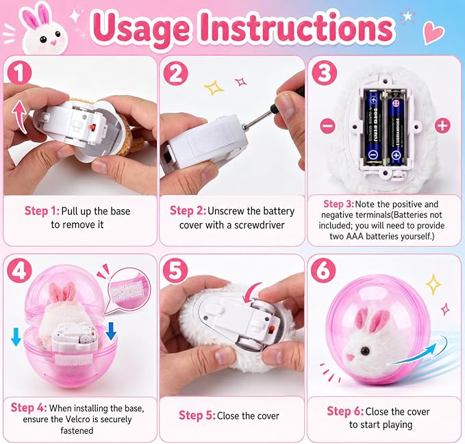 360° Self-Rolling Interactive Cat Toy Ball (Pink, Rabbit) | Automatic Rolling Pet Toy, Pet Fun Indoor Motion Activated Exercise Toys for Cats Dogs
