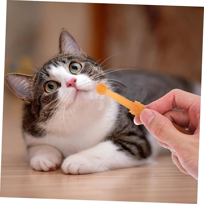 VICASKY Silicone Pet Toothbrush Double Headed Soft Bristles for Dogs and Cats Gentle Oral Cleaning Tool for Canine Plaque Removal and Fresh Breath Handheld Puppy Teeth Brushing Kit