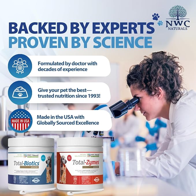 NWC Naturals Pet Probiotic and Digestive Enzyme Powder Twin Pack, 2 Jar Set