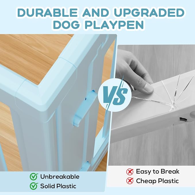 Dog Playpen, Clear Dog Pen, Dog Pen Indoor, Easy to Install and Remove Dog Play Pen, Puppy Playpen Suitable for Dogs, Cats,Dog Playpen Indoor (Blue, 30.3 inch Height, 10 Panels)