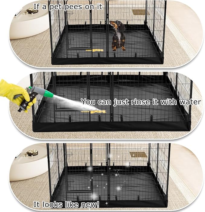 PJYuCien Rectangle Dog Playpen Bottom Pad - Fits 8 Panels 32" Width Metal Dog Pen -64"x64" Size 600D Oxford Cloth Waterproof Playpen Bottom Pad (Note: No Playpen)