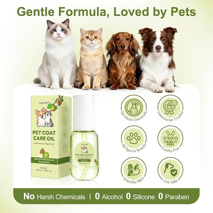 Pet Coat Care Oil for Dogs & Cats, Kiwi Seed & Olive Infusion, 1.86 fl oz