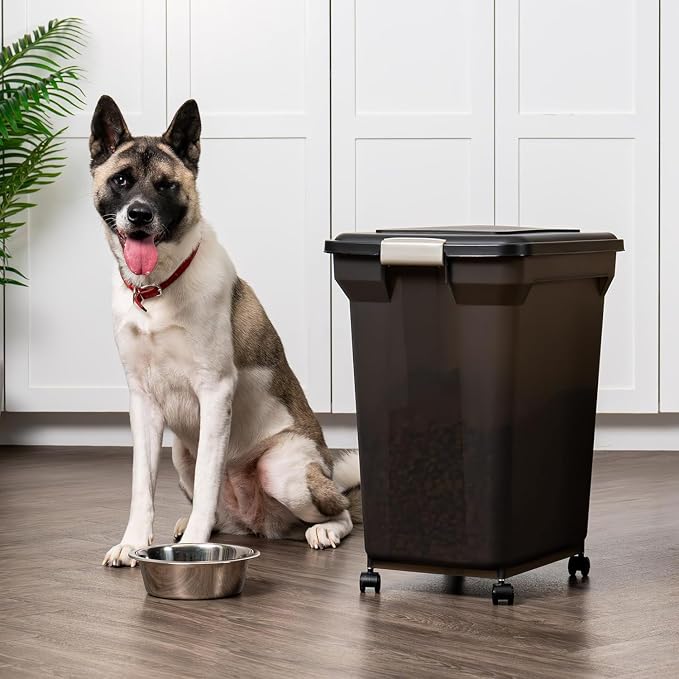 IRIS USA Dog Food Storage Container, Up to 58 lbs, Black