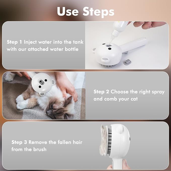 Self Cleaning Pet Steam Brush for Indoor Cats & Dogs Shedding & Grooming