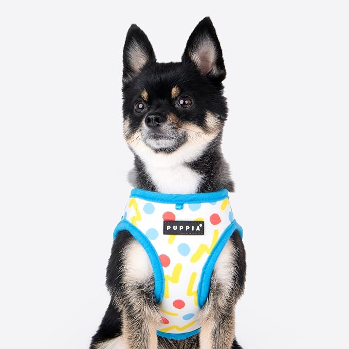 Puppia Spring and Summer Fashion Over-The-Head Dog Harness, Blue_Fete, Medium