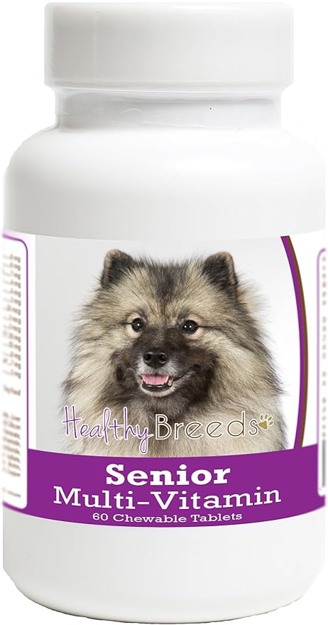 Healthy Breeds Dog Multivitamin Senior for Keeshonden - OVER 200 BREEDS - Veterinarian Formulated Daily Dietary Chewable Tablet - 60 Chews