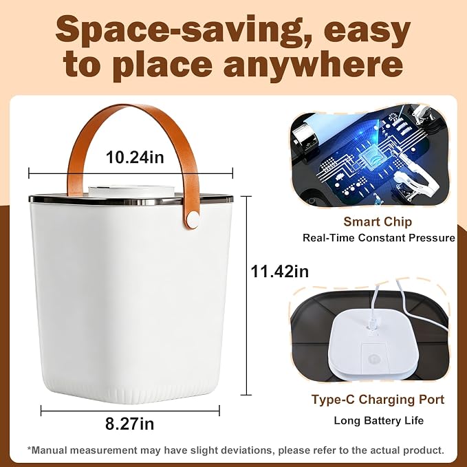 13L Smart Vacuum Pet Food Storage Container, Airtight with One-Touch Sealing, 5.5-7.5kg Large Capacity, White, with Handle and Scoop