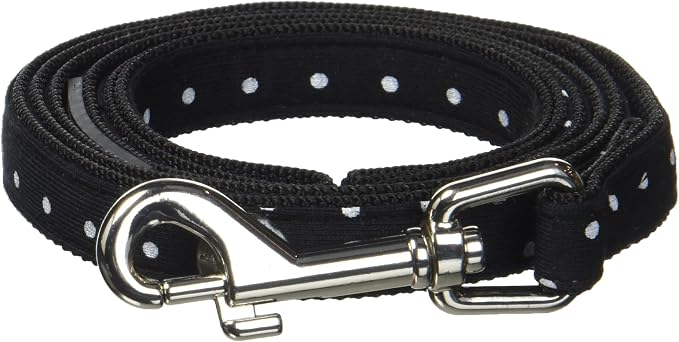 Puppia Dotty Dog Leash Polka Dot Pattern for Summer Fashion for Small Dogs 55 Inches - Black - Medium