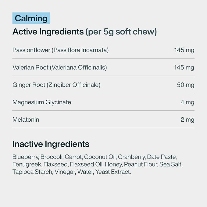 JustFoodForDogs Calming Supplement for Dogs, Melatonin, 45-Pack, 45ct