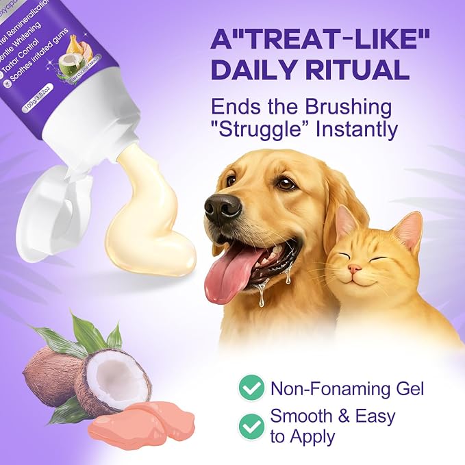 Tiny Dog Toothbrush for Small Dogs + 6% nHA Pet Dual-Enzymatic Toothpaste