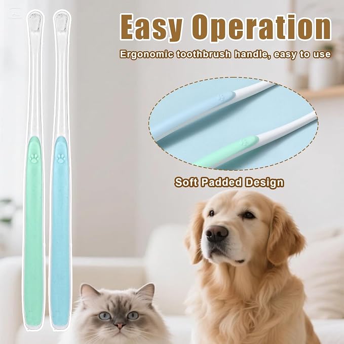 2 Pcs Puppy Toothbrush, Soft Bristles Small Dog Toothbrush, Toothbrushs for Dogs Cats Sensitive Teeth, Smooth Bristles Head Tooth Brush Deep Clean Kit for Puppy, Kitten, Small Dog & Cat