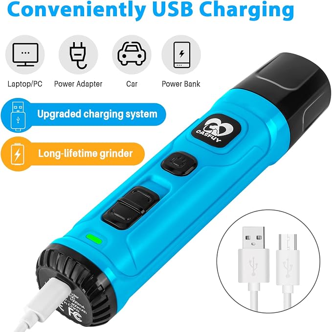 Casfuy New Version 2-Speed Dog Nail Grinder - Bright Blue