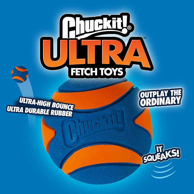 Chuckit! Ultra & Squeaker Ball Dog Toy, Medium, 2.5in, 3-Pack