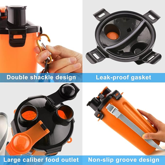 Dog Travel Water Bottle, 2-in-1 with Collapsible Bowl, Orange
