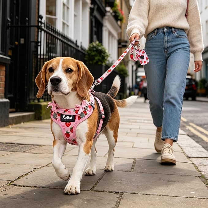 PUPTECK Dog Harness and Leash Set Medium Sized, Step in No Pull Adjustable Puppy Cat Harness Reflective Pet Vest
