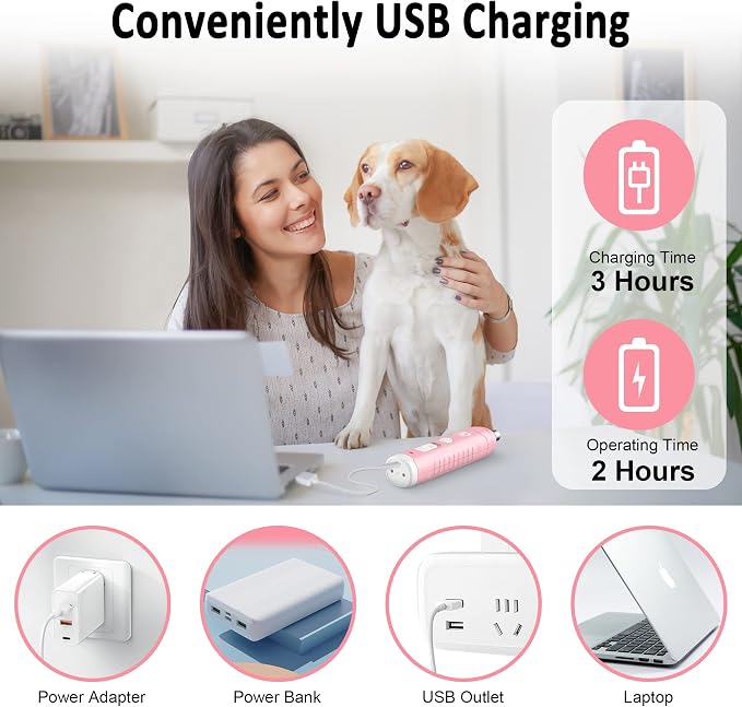 Casfuy 3X More Powerful 2-Speed Dog Nail Grinder