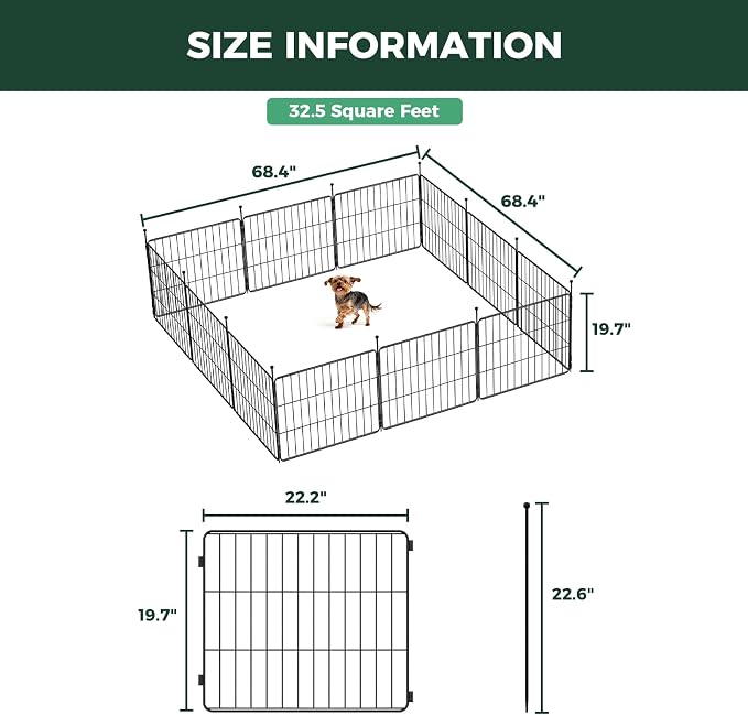 FXW MiniPaws Unleashed Dog Playpen, 20in 12 Panels