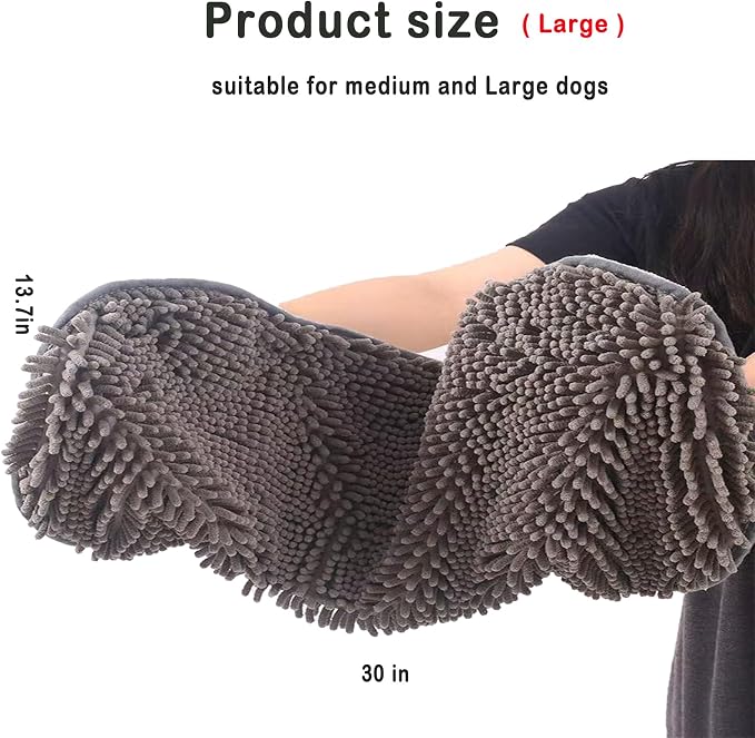 Quick Dry pet Dog Towels,Ultra Absorbent Microfiber, Suitable Dog and cat Bath Towel, Comfortable Hand Pockets, Indoor Outdoor Use,Durable Material,Machine Washable (30 * 13.7in)