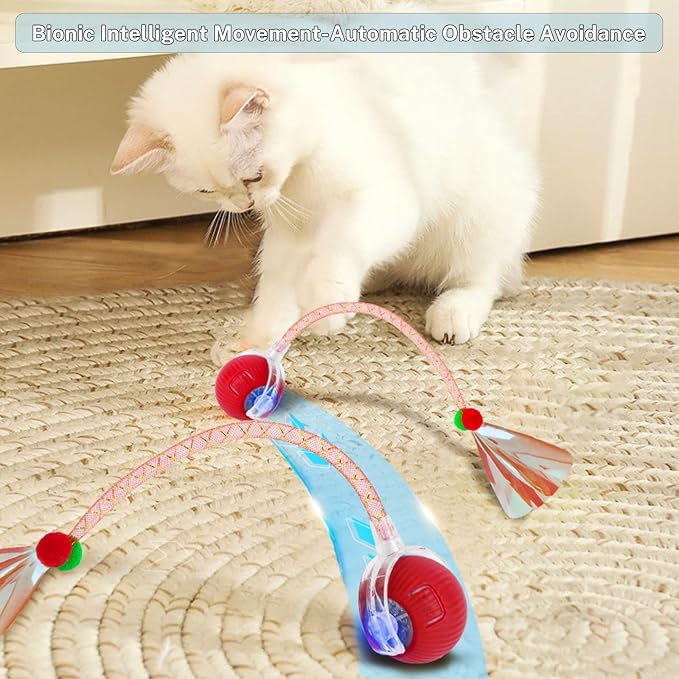 Speedy Tail 3.0 Interactive Toy Ball, 2 Tails for Cats & Dogs | cat chase toy|chirping bird cat toy|Adjustable sound level|300 mA high-capacity battery