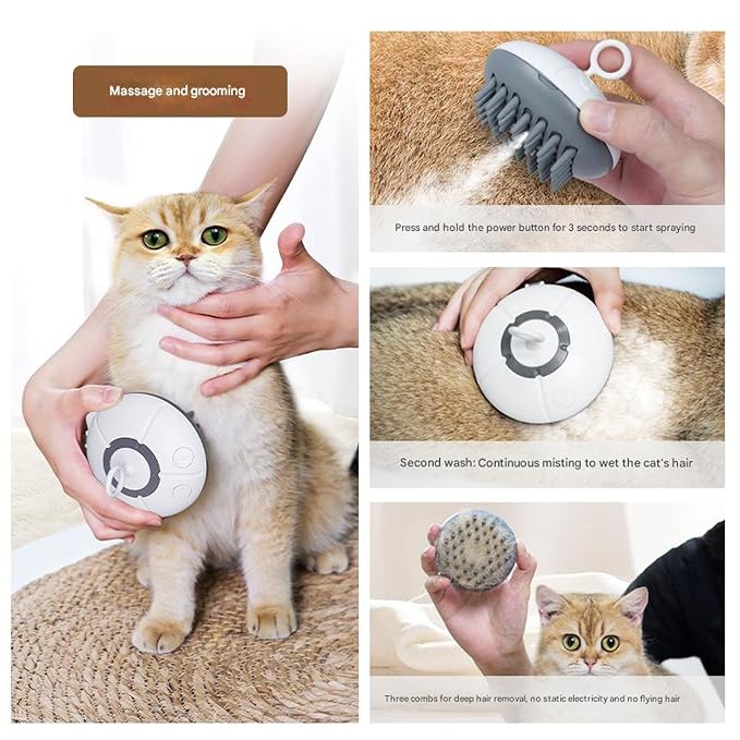 Cats Comb Pet Grooming Tool Rechargeable Sprayer Brush for Loose Furs Removal Cats Dogs Massage Grooming Pet Hair with Sprayer