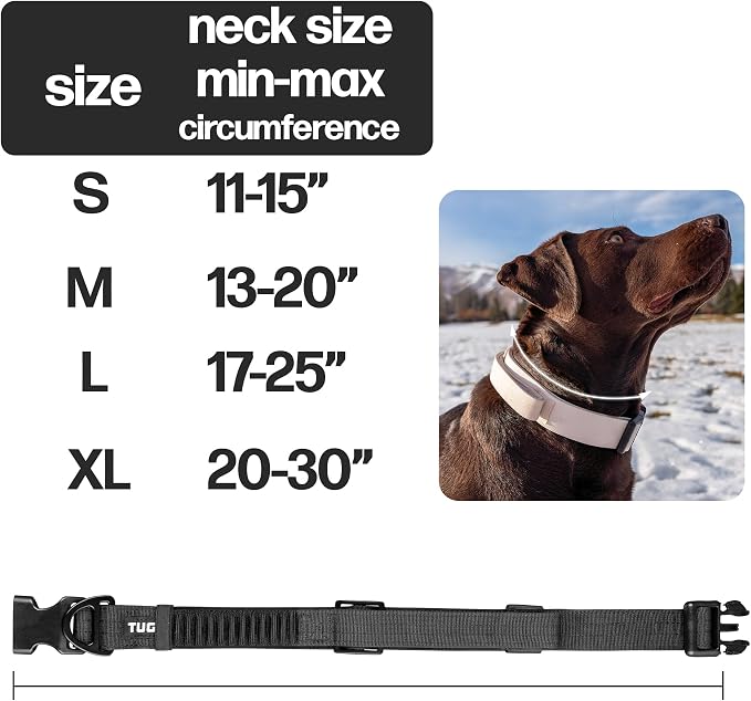 TUG Grab Dog Collar with Built-in Magnetic Traffic Leash (Large/Black) | Magnetic Built-In Traffic Leash | Shock-Absorbing Bungee | Adjustable Strap