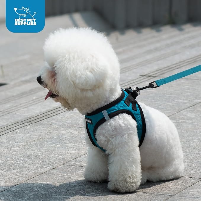 Voyager Step-in Plush Dog Harness – Soft Plush, Step in Vest Harness for Small and Medium Dogs by Best Pet Supplies - Latte Suede (Leash Bundle), M (Chest: 16-18") (Pack of 2)
