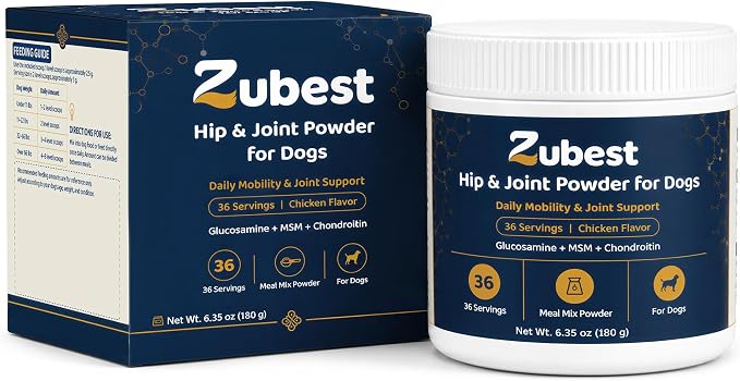 Zubest Hip & Joint Supplement for Dogs, Glucosamine Chondroitin MSM Powder