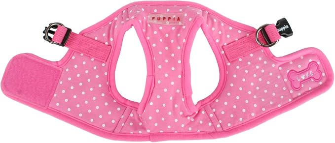 Puppia Dotty Step-in Vest Dog Harness No Pull No Choke Easy Wear Training Walking for Small Dog, Large, Pink