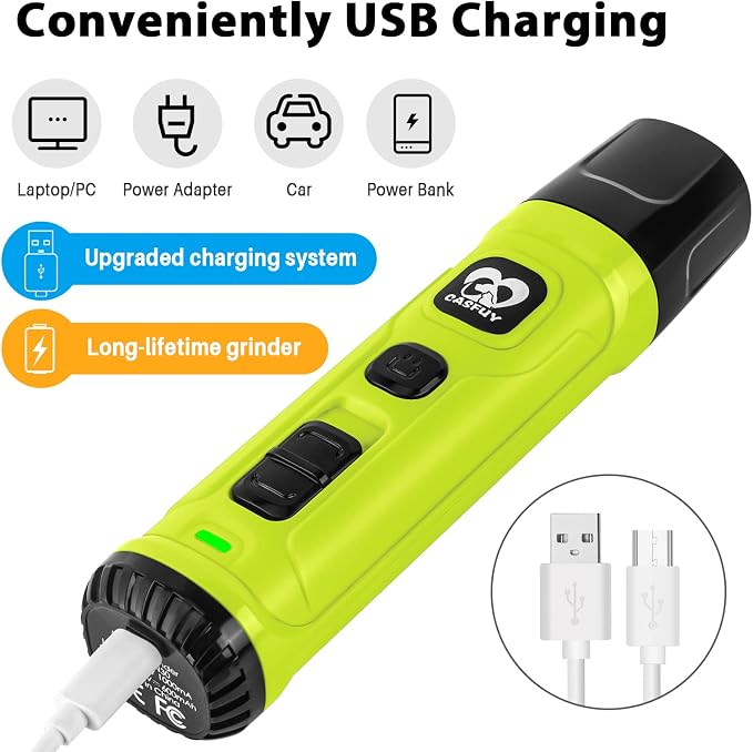 Casfuy New Version 2-Speed Dog Nail Grinder - Green