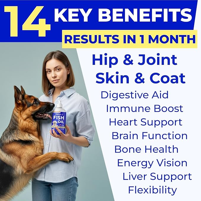 Fish Oil for Dogs - Natural Omega-3, EPA+DHA Fatty Acids, Skin&Coat Support