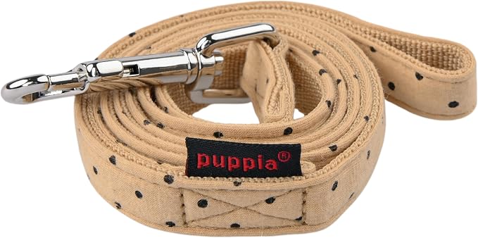 Puppia Dotty Dog Leash Polka Dot Pattern for Summer Fashion for Small Dogs 55 Inches - Beige - Medium
