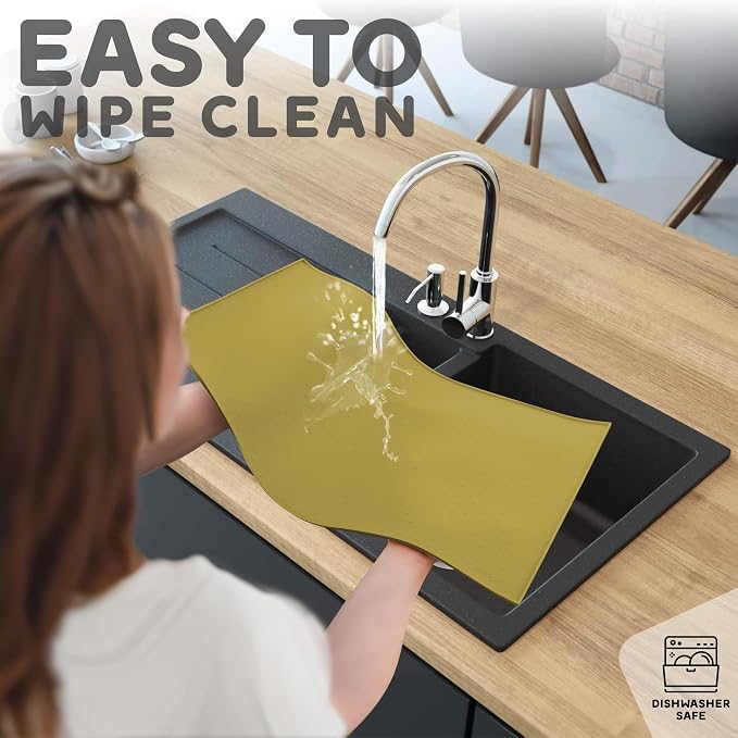 Dog Food Mat - 24x15 Raised Edges Dogs Mat for Food and Water Prevent Spill, Waterproof Cat Food Mats Protect Floors, Easy Clean Dog Bowl Mats for Food and Water, Silicone Pet Feeding Placemats