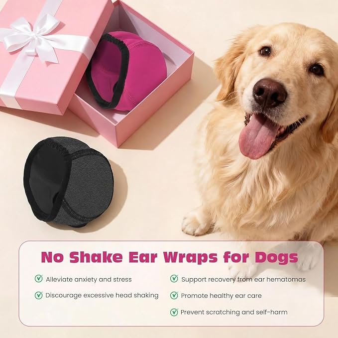 2PCS No Flap Ear Wraps for Dogs, Dog Ear Muffs Noise Protection, Adjustable Calming Dog Ear Protection